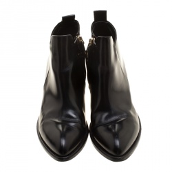 Pre Owned بوت كاحل لوي فيتون مقدمة مدببة جلد أسود مقاس 40