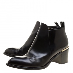 Pre Owned بوت كاحل لوي فيتون مقدمة مدببة جلد أسود مقاس 40