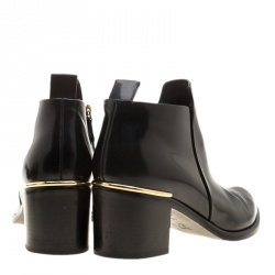 Pre Owned بوت كاحل لوي فيتون مقدمة مدببة جلد أسود مقاس 40