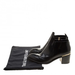 Pre Owned بوت كاحل لوي فيتون مقدمة مدببة جلد أسود مقاس 40