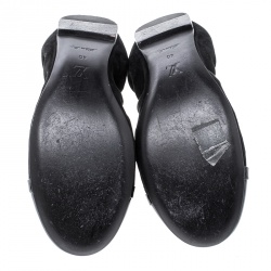 Pre Owned Louis Vuitton Black Suede and Patent Leather Elba Scrunch Ballet Flats Size 40