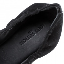 Pre Owned Louis Vuitton Black Suede and Patent Leather Elba Scrunch Ballet Flats Size 40