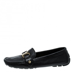 Pre Owned Louis Vuitton Black Leather Oxford Loafers Size 39