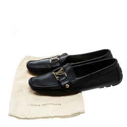 Pre Owned Louis Vuitton Black Leather Oxford Loafers Size 39