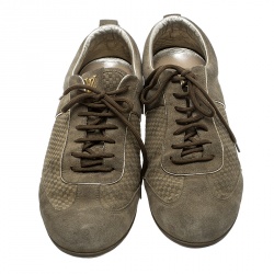 Louis Vuitton Beige Petit Damier Suede Low Top Sneakers Size 38