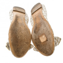 مملوكة مسبقًا Louis Vuitton Beige Fabric Amulet Scrunch Ballet Flats Size 36.5