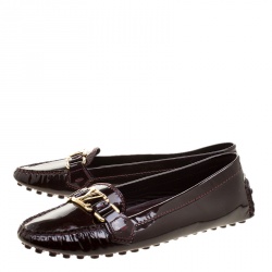 Pre Owned Louis Vuitton Bordeaux Patent Leather Oxford Loafers Size 37.5