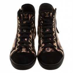 Louis Vuitton Black Suede and Leopard Print Leather Stephen Sprouse Punchy High Top Sneakers Size 36.5