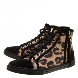 Louis Vuitton Black Suede and Leopard Print Leather Stephen Sprouse Punchy High Top Sneakers Size 36.5