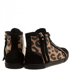 Louis Vuitton Black Suede and Leopard Print Leather Stephen Sprouse Punchy High Top Sneakers Size 36.5