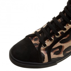 Louis Vuitton Black Suede and Leopard Print Leather Stephen Sprouse Punchy High Top Sneakers Size 36.5