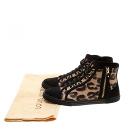 Louis Vuitton Black Suede and Leopard Print Leather Stephen Sprouse Punchy High Top Sneakers Size 36.5