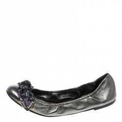 Pre Owned حذاء فلات بالية لوي فيتون أميوليت ترتر وجلد ميتالك مقاس 40.5