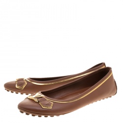 Louis Vuitton Brown Leather Oxford Ballet Flats Size 39