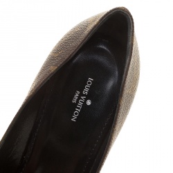 Pre Owned Louis Vuitton Brown Monogram Canvas And Leather Cap Toe Fetish Pointed Toe Pumps Size 38.5
