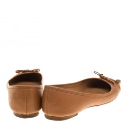 Pre Owned Louis Vuitton Brown Monogram Cap Toe Ballet Flats Size 36.5