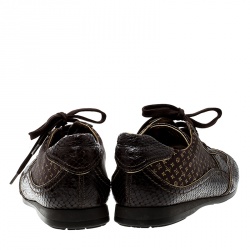 Louis Vuitton Brown Monogram Fabric and Embossed Python Leather Trim Low Top Sneakers Size 40 