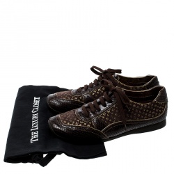 Louis Vuitton Brown Monogram Fabric and Embossed Python Leather Trim Low Top Sneakers Size 40 