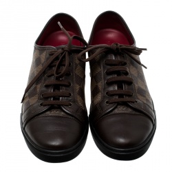 Louis Vuitton Damier Ebene And Leather Punchy Low Top Sneakers Size 40