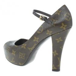 Pre Owned Louis Vuitton Monogram Canvas Mary Jane Platform Pumps Size 37