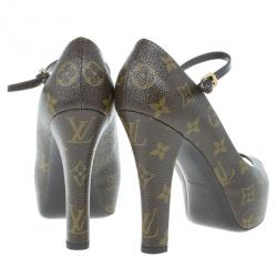 Pre Owned Louis Vuitton Monogram Canvas Mary Jane Platform Pumps Size 37
