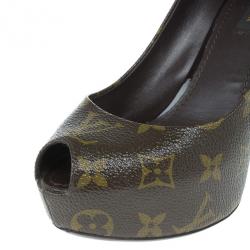 Pre Owned Louis Vuitton Monogram Canvas Mary Jane Platform Pumps Size 37