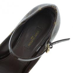 Pre Owned Louis Vuitton Monogram Canvas Mary Jane Platform Pumps Size 37