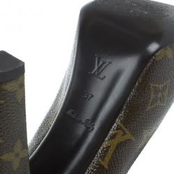 Pre Owned Louis Vuitton Monogram Canvas Mary Jane Platform Pumps Size 37