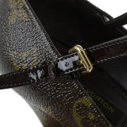 Pre Owned Louis Vuitton Monogram Canvas Mary Jane Platform Pumps Size 37