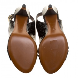 مملوكة مسبقًا Louis Vuitton Dark Brown Monogram Vernis No Doubt! Peep Toe Slingback Sandals Size 40