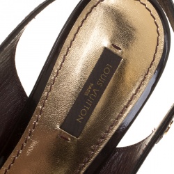مملوكة مسبقًا Louis Vuitton Dark Brown Monogram Vernis No Doubt! Peep Toe Slingback Sandals Size 40