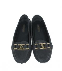 Pre Owned Louis Vuitton Black Leather Oxford Loafers Size 39