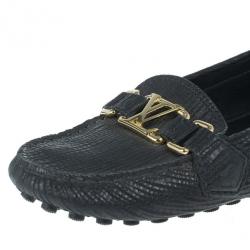 Pre Owned Louis Vuitton Black Leather Oxford Loafers Size 39