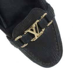 Pre Owned Louis Vuitton Black Leather Oxford Loafers Size 39