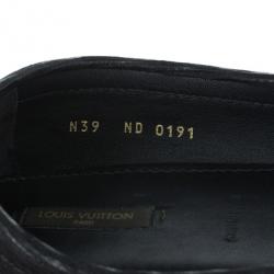 Pre Owned Louis Vuitton Black Leather Oxford Loafers Size 39
