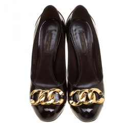 Pre Owned Louis Vuitton Amarante Monogram Patent Leather Vernis Claudia Pumps Size 37