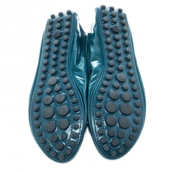 Louis Vuitton Teal Blue Patent Leather Oxford Ballet Flats Size 41