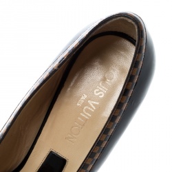 Pre Owned Louis Vuitton Black Leather Bow Detail Square Toe Block Heel Pumps Size 41