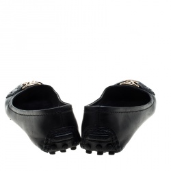 Pre Owned حذاء باليرينا فلات لوي فيتون جلد أسود مقاس 37.5