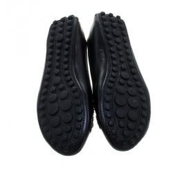 Pre Owned حذاء باليرينا فلات لوي فيتون جلد أسود مقاس 37.5