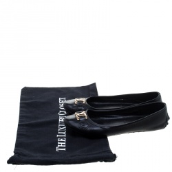 Pre Owned حذاء باليرينا فلات لوي فيتون جلد أسود مقاس 37.5