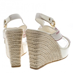 Pre Owned صندل لوي فيتون كانفاس بيج بسيور متعاكسة كعب روكي إسبادريل مقاس 37.5