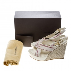 Pre Owned صندل لوي فيتون كانفاس بيج بسيور متعاكسة كعب روكي إسبادريل مقاس 37.5