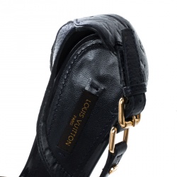 Pre Owned صندل لوي فيتون جلد أمبرينت بيج مونوغرامي بفيونكة حزام للكاحل مقاس 38