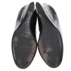 Pre Owned Louis Vuitton Black Patent Oh Really! Wedge Pumps Size 38.5