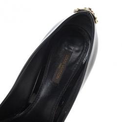 Pre Owned Louis Vuitton Black Patent Oh Really! Wedge Pumps Size 38.5