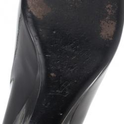 Pre Owned Louis Vuitton Black Patent Oh Really! Wedge Pumps Size 38.5