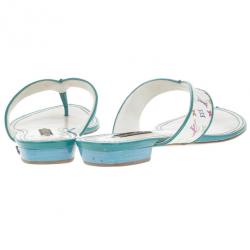 Pre Owned Louis Vuitton White Monogram Multicolor Thong Sandals Size 38.5