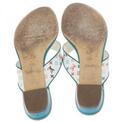 Pre Owned Louis Vuitton White Monogram Multicolor Thong Sandals Size 38.5