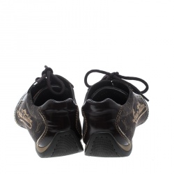 Pre Owned Louis Vuitton Brown Monogram Denim and Leather Sneakers Size 36.5